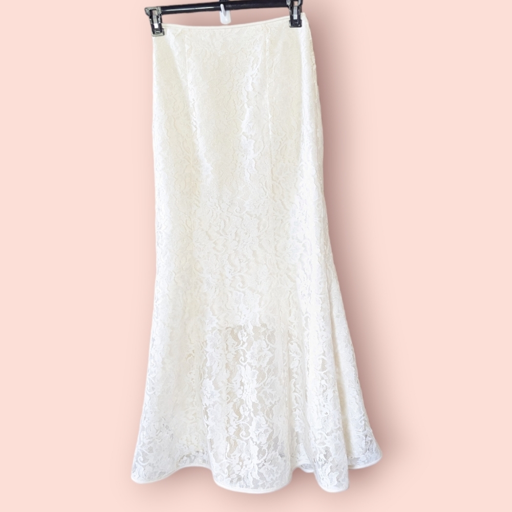 Scott McClintock Lace Bridal Skirt Sz 4 Ivory Fit and Flare Long Full Length S